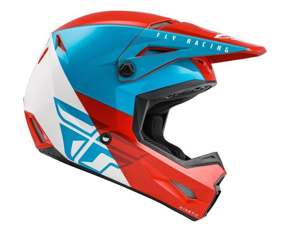 FLY RACING KINETIC STRAIGHT 2021 červená bílá modrá motokrosová přilba ...