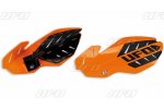 UFO kryty rukojetí FLAME KTM SX 125 16, SX 250 14-16, EXC 250/300 14-16, SXF/EXCF 14-16, barva oranžová/bílá (s uchycením)