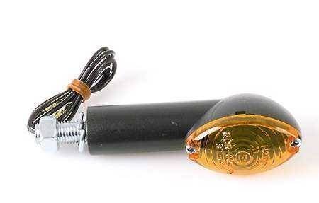 HSM Blinkry na motorku Cat Eye černé dlouhé, závit M10, žárovkové, oranžové sklo