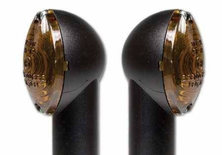 HSM Blinkry na motorku Dark Smoke černé krátké, závit M10, žárovkové, tónované sklo