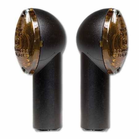 HSM Blinkry na motorku Dark Smoke černé dlouhé, závit M10, žárovkové, tónované sklo