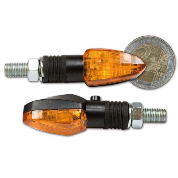 HSM Blinkr Lizzard na motorku, oranžové sklo, černé, M8