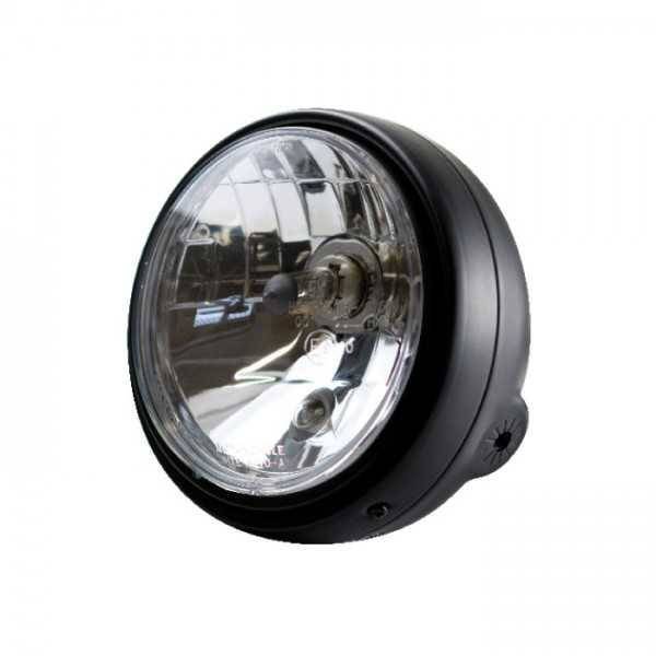 HSM Přední světlo Bullet, 5-3/4'' (146 mm), černé matné, čiré sklo