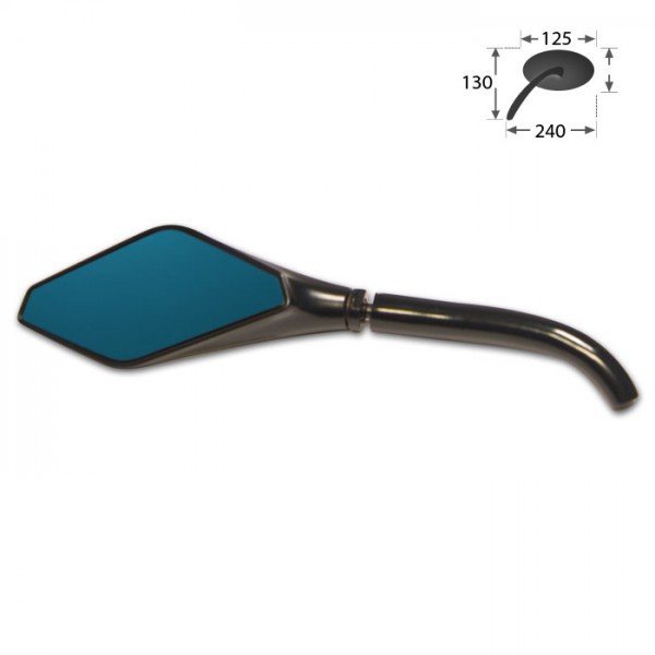 HSM Univerzální ALU černé zrcátko na motorku, modré sklo, závit 2x M10 pravý HSM levá strana