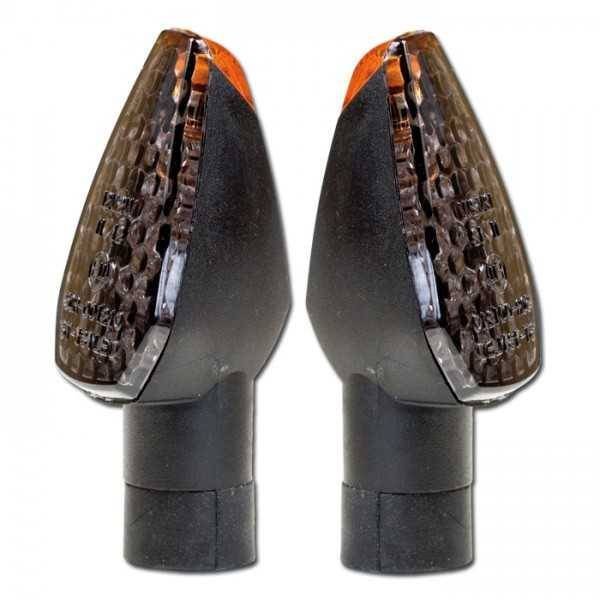 HSM LED blinkry PEAK na motorku, tónované sklo, černé krátké blinkry, M10