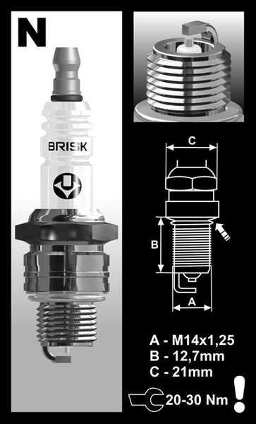 Zapalovací svíčka Brisk N11S řada Silver Racing pro motorku
