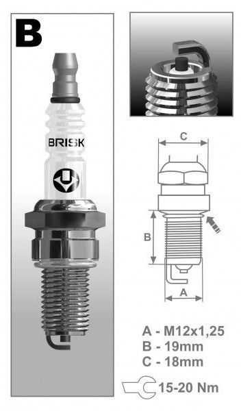 Zapalovací svíčka Brisk B10C řada Super pro motorku