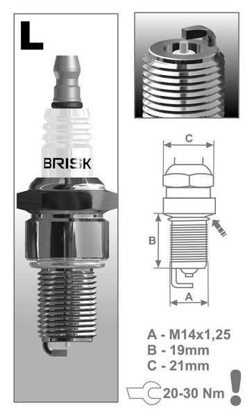 Zapalovací svíčka Brisk L10S řada Silver Racing pro motorku