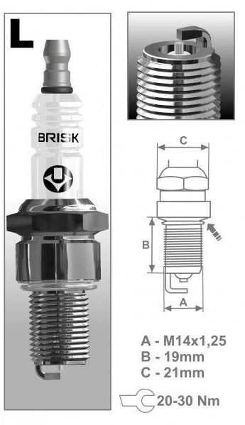 Zapalovací svíčka Brisk L11SL řada Silver Racing pro motorku