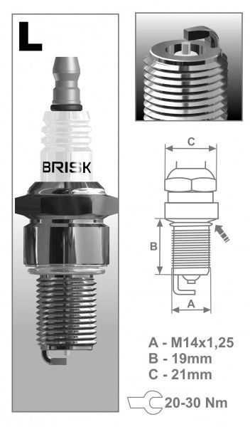 Zapalovací svíčka Brisk LR11S řada Silver Racing pro motorku