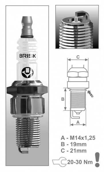 Zapalovací svíčka Brisk LR14C řada Super pro motorku