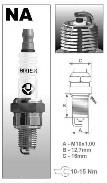 Zapalovací svíčka Brisk NAR15C řada Super pro motorku