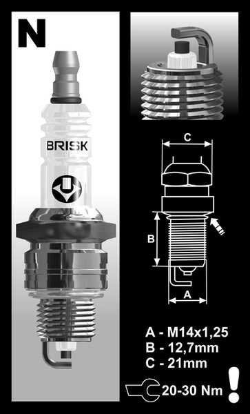 Zapalovací svíčka Brisk NR12YC řada Super pro motorku