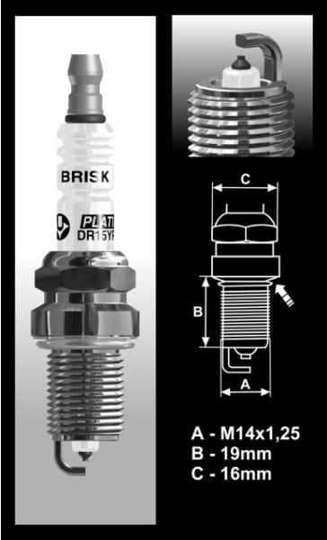 Zapalovací svíčka Brisk DR14YP řada Platin pro motorku