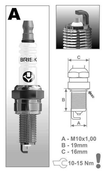 Zapalovací svíčka Brisk AR14YS řada Silver Racing pro motorku