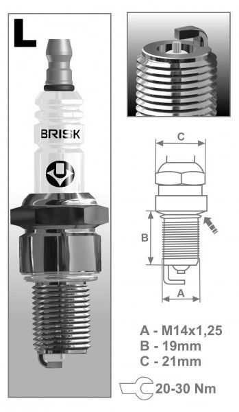 Zapalovací svíčka Brisk LR11SL řada Silver Racing pro motorku
