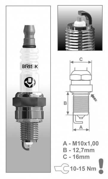 Zapalovací svíčka Brisk NAR12YS řada Silver Racing pro motorku