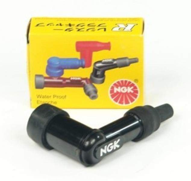 NGK koncovka zapalovací svíčky (fajfka) ebonitová, zahnutá 90 s matkou barva černá (NR 8302)