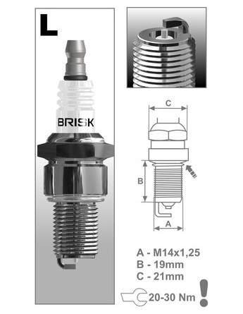 zapalovací svíčka Brisk LR14S řada Silver