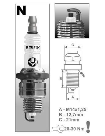 zapalovací svíčka Brisk N17YC řada Super