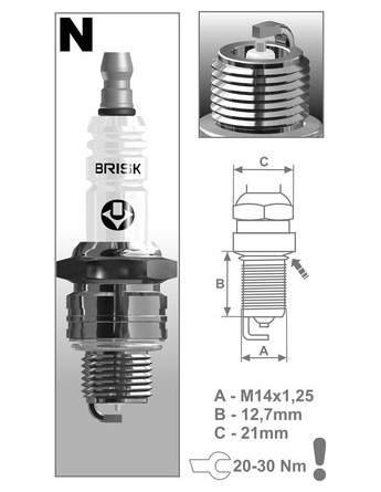zapalovací svíčka Brisk NR14S řada Silver