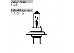 Žárovka hlavního světla 12V55W, H7, +50%, Px26d, Ø=10x58 mm