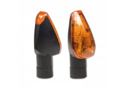 Blinkr Peak na motorku, oranžové sklo, černá, krátká, M10