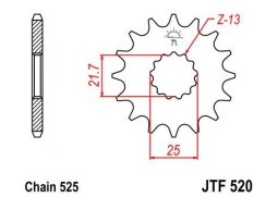 JT JTF520.15RB Přední kolečko (pastorek), 15 zubů, 525 SUZUKI DL 650/ GSF 650 /SV CAGIVA RAPTOR 650 rok 01-07