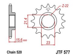 JT JTF577.15RB Přední kolečko (pastorek), 15 zubů, 520 YAMAHA XT 600 87-03, XTZ 660 91-98 YAMAHA XT 600 rok 87-89