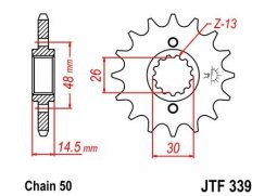 JT JTF339.17RB Přední kolečko (pastorek), 17 zubů, 530 HONDA CBR 1100 XX 97-07, CBR 1000F HONDA CB 1000 F rok 93-97