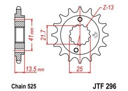 JT JTF296.15RB Přední kolečko (pastorek), 15 zubů, 525 HONDA XL 600/650V 89-07, XL 700V HONDA TRANSALP 400 rok 92-98