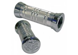 Alu gripy na motorku BORN TO RIDE, 22 mm průměr, stříbrné, uzavřené konce, délka 135 mm
