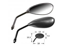 Univerzální zrcátka NAKED carbon na motorku, karbonová, 2x pravý závit M10
