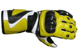 NTXY 50 žluto-bílé kožené rukavice na motorku s kevlarovým chráničem