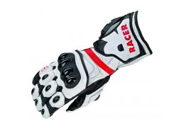 Racer R-Safe bílé kožené racing rukavice na motorku