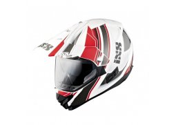 IXS HX 207 ATLAS červenobílá enduro přilba se sluneční clonou, helma na motorku