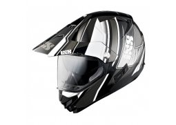 IXS HX 207 ATLAS černobílá enduro přilba se sluneční clonou, helma na motorku