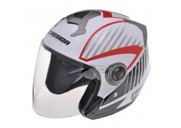 Cassida Magnum JET otevřená helma na motorku, bílo-červená