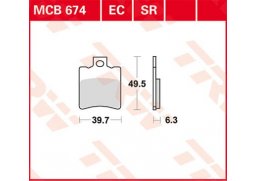 TRW MCB674 přední organické brzdové destičky na motorku KEEWAY 150 ARN rok 06-09