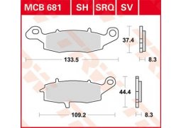 TRW MCB681 (pravý přední kotouč) přední organické brzdové destičky na motorku KAWASAKI VN 1500 CLASSIC TOURER F1 rok 00-02