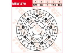 TRW MSW278 brzdový kotouč, přední TRIUMPH TIGER 1050 rok 07-12