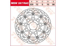 TRW MSW267RAC brzdový kotouč, přední DUCATI 848 EVO rok 11-13