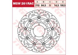 TRW MSW261RAC brzdový kotouč, přední TRIUMPH DAYTONA 675 rok 06-12