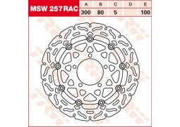 TRW MSW257RAC brzdový kotouč, přední KAWASAKI ZX 6R 636 NINJA rok 05-06