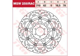 TRW MSW258RAC brzdový kotouč, přední HONDA CBR 1100 XX BLACKBIRD rok 97-08