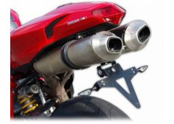 Držák SPZ DUCATI 848/1098/1198, nastavitelný, černý, s držákem odrazky DUCATI 1198 1200 rok 09-11