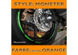 Proužky na ráfky Monster, neon oranžová, 7mm široké, pro 16-19 palcová kola
