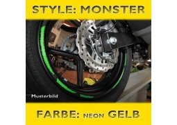 Proužky na ráfky Monster, neon žluté, 7mm široké, pro 16-19 palcová kola
