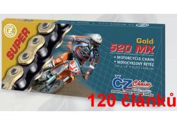 ČZ řetěz 520MX barva zlatá, 120 článků včetně rozpojovací spojky CLIP