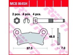 TRW MCB864SH sintrované zadní brzdové destičky na motorku